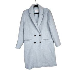 Cupcakes and Cashmere Effie Blue Double Breasted Wool Blend Coat Womens Medium